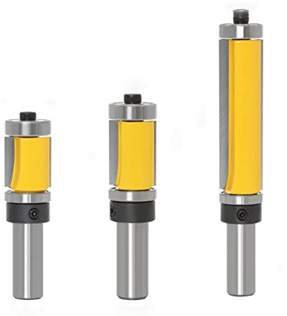 3PCS Bearing Trim Router Bit with 1/2 Inch Strengthening Shank Double Bearing Guided Trimmer Woodworking Milling cutter Flush Trim router bit set for woodworking edge trimmer Sharp and Not Bend