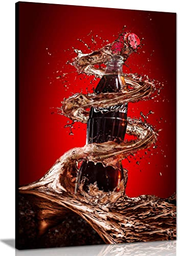 Panther Print Fine Art Prints Coca Cola Splash Drink Artistic Framed Canvas Print, Pictures for Home Walls, Bedroom, Living Room & Bathroom Decor 31x20cm (12x8in)