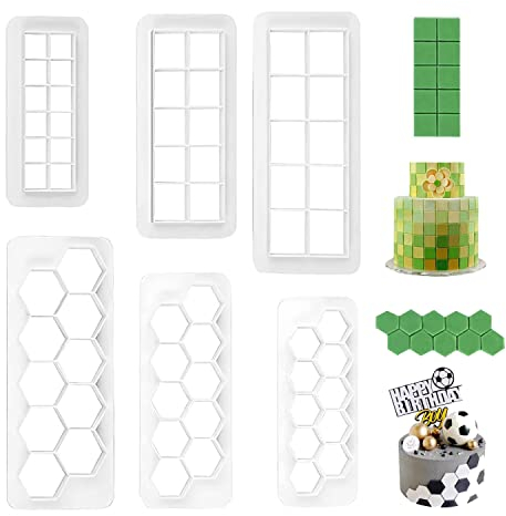 ZHIQIN Juego de Cortadores de Galletas 6 Piezas Cortador de Galletas Hexagonal Cortadores de Galletas Cuadrados Cortadores Geometricos para Tartas y Fondant Decoración de Tartas de Cumpleaños