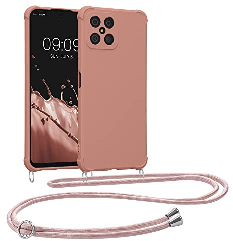 kwmobile Necklace Case kompatibel mit Honor X8 Hülle - Cover mit Kordel zum Umhängen - Silikon Schutzhülle Perlmutt