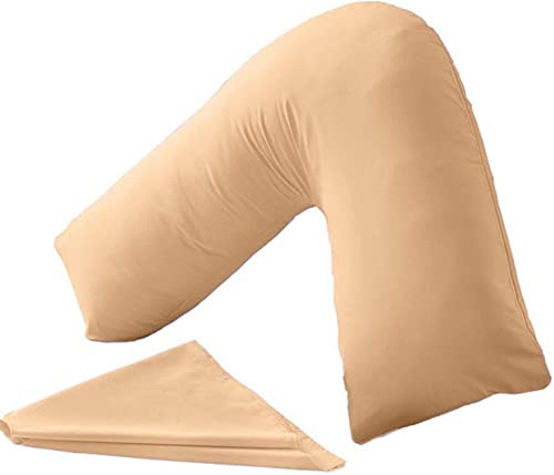 Night Zone V Shaped Polycotton Pillow Case Cover Nursing Pregnancy Maternity Orthopaedic Support PillowCase (Latte)