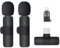 Wireless Lavalier Microphone 2.4GHz 2 in 1 Portable Mini Clip-On Microphone Wireless Compatible with Android Samsung type- C Dual and Apple Lightning 8 Pin (2x microphone)