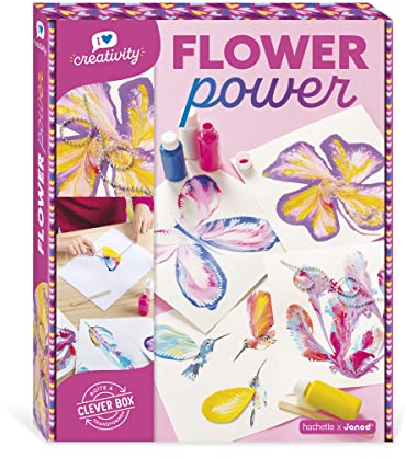 Janod - Flower Power - I Love Creativity - 5 Réalisations en Peinture Acrylique - Kit Loisir Créatif - 8 Ans, J07738