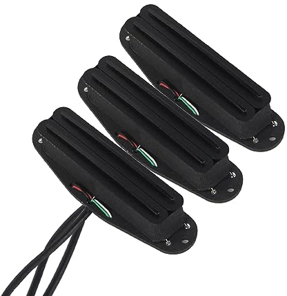 FLEOR Alnik 5 Heiße Schiene Humbucker Tonabnehmer in Single-Coil-Größe Hals-, Mittel- und Steg-Pickup-Set, komplett schwarz