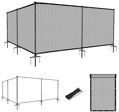 Goleray Eisenstangen für den Außenbereich, Sichtschutz, 160 g/m², Zaun, Metallzaunabdeckung, Sichtschutz für Hinterhof, Außenbereich, 160 g/m², Zaunblende mit Reißverschlüssen und Bodenanker, Grau