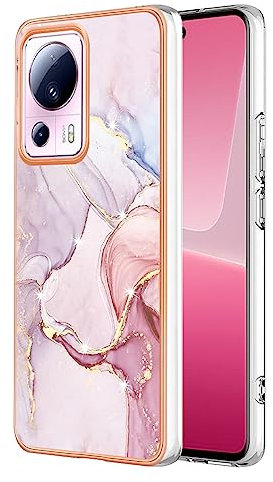 XINYEXIN Handyhülle für Xiaomi 13 Lite 5G Hülle Mädchen Glitzer Bunt Marmor Muster Design Robust TPU Silikon Stoßfest Schutzhülle - Roségold