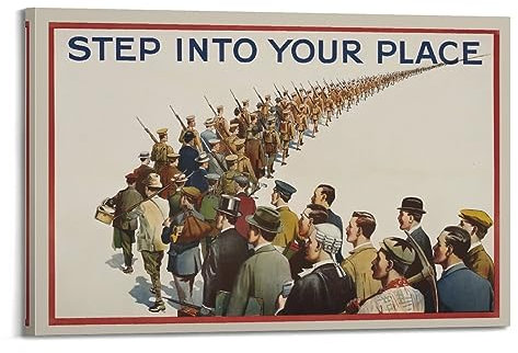 Vintage-Propaganda-Poster aus dem Zweiten Weltkrieg, Schritt in Ihren Platz, dekoratives Gemälde, Leinwand-Kunstbild, 60 x 90 cm