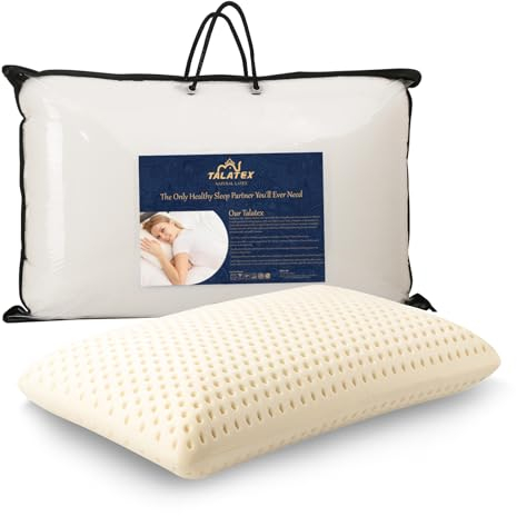 Talatex Talalay 100% natuurlijk Latex Kissen, helpt bij het verlichten Van druk, nek- en schouderpijn, Geen giftige traagschuimchemicaliën, Beste Cadeau (Queen, Mittel)