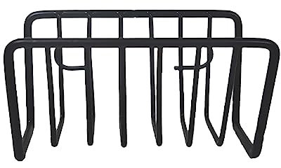 Kitchen Sink Storage Organizer Caddy Small Holder For Sponges Soaps Scrubbers Quick Drying Open Wire Basket With Strong Suction Cups Ronde Collection Sink Sponge Holder with Suction (Black, One Size)