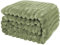 Kuscheldecke - Warme Flausige Bettüberwurf Decke und Sofadecke - Streifen Design Mama, Frauen und Freundin (Matcha Grün, 200x230cm)
