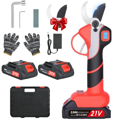 Forbici Potatura Elettriche - 35mm Cesoie Potatura Elettriche Professionali Con 2 21V/2000 mAh Batteria - Forbici a batteria Pruning Shears da potatura per potatura per Giardinaggio Albero