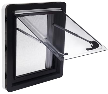 450x500mm Wohnmobil Ausstellfenster Kastenwagen Van Fenster Camper Seitenfenster Wohnmobil Fenster RV Klappfenster Externes Push Fenster mit integriertem Rollo und Fliegengitter