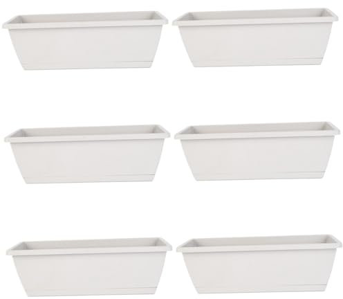Baobiutin Fioriera Box 6pcs fioriera ventilata con fioriera rettangolo PP di drenaggio con Vassoio 16.9x7.1x6.3in per Il Giardino da finestro del Balcone, scatole di finestre Grigio Chiaro