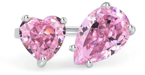 Trend Moissanit Frost Cut Asymmetrische Rosa Herzform Oval Diamant Paar Ring Für Frauen Original Sterling Silber Schmuck