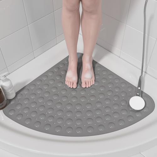 XIYUNTE Eck-Duschmatte rutschfest - 70x70cm Antirutschmatte für die Dusche, Badematte rutschfest schimmelresistent und maschinenwaschbar, Antirutschmatte Dusche Dreieckig BPA-frei und latexfrei