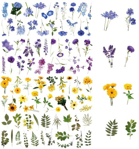 160PCS Flower Plant Stickers Flower Stickers for Scrapbooking PET Nature Plant Stickers Transparent Flowers Stickers Set for Notebook Scrapbooking Letters Card