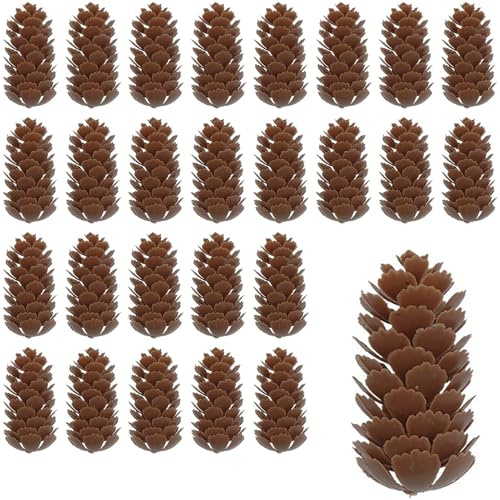 Tanant 100 Stück Künstliche Tannenzapfen, Mini-Tannenzapfen aus Kunststoff, Künstliche Tannenzapfen, Weihnachten, Mini-Tannenzapfen, Weihnachtsbaum, Herbstschmuck, Große Tannenzapfen