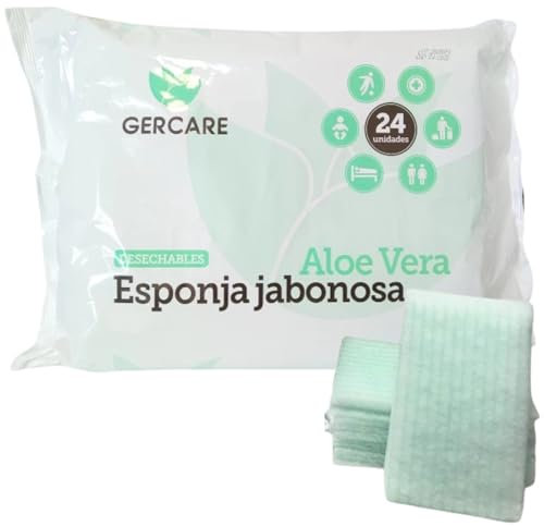 Esponjas Jabonosas Desechables 25 paquetes de 24ud. Apto para Bebés Niños Adultos Pacientes Encamados. Esponjas Jabonosas Aloe Vera. Limpieza e Hidratación Efectiva
