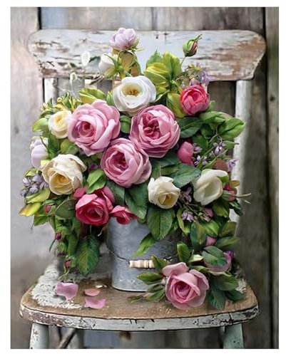 Rose Diamond Painting Erwachsene Stuhlblume Diamant Painting Bilder Full DIY Diamant Kunst Malerei Stickerei Set Home Wand Dekor Geschenk 30x40cm
