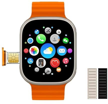 2024 HOT HW ULTRA 2 CALL 2.02 Inch AMOLED GPS 4G SIM Smartwatch Dual Camera Wifi 2GB Ram 16GB ROM Download APP Game Android Smart Watch Support SIM Ca (Add W+B Nylon)
