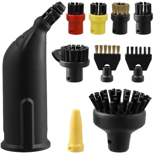 NathrBTV Lot de 10 Accessoires pour Karcher Nettoyeur Vapeur,Brosse Ronde Buse de Nettoyage Brosse à Interstices Brosse à Couteaux pour Kärcher SC1 SC2 SC3 SC4 SC5 Pièces de rechange