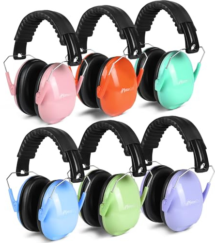 MelonArt 6er Pack Kinder Gehörschutz Ohrenschützer 27dB SNR Noise Cancelling Kopfhörer für Kinder, Geräuschdichte Sicherheitsohrenschützer für Kleinkinder, Geräuschreduzierung, Blau, Lila, Rosa, Grün