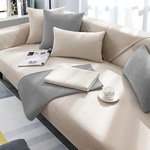 VFDC Sofa Überzug L Form, Sofabezug 1 2 3 4 Sitzer, Couch Überzug Katze Hundeschutz, Sofa Cover rutschfest Universal, Sofaüberwurf Baumwolle, 90 * 160cm