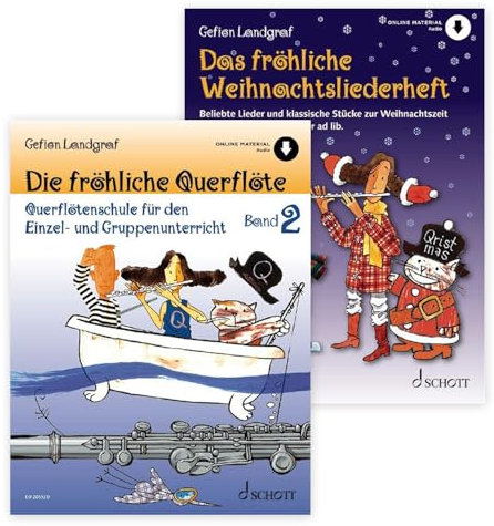 Die Fröhliche Querflöte Band 2 und Das fröhliche Weihnachtsliederheft (ED 20592D, ED 21890D, 9783795721886, 9783795722036) + Soundman-Notenheft + 2 Notenbleistifte (Starterset)