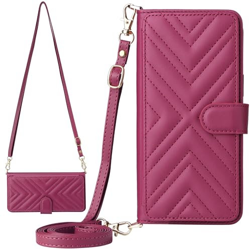 BAILI Funda para Realme 11 Pro 5G/11Pro+, Funda de Piel Tipo Cartera [6 Ranuras para Tarjetas] [Correa para la muñeca] Funda magnética para Realme 11 Pro 5G/11Pro+-Rojo