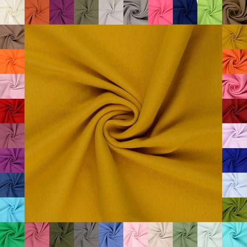 fingsi Stoffe Mira Bündchenstoff Feinstrick Schlauchware Coupon Uni - 34cm Schlauchbreite - 95% Baumwolle, 5% Elasthan (35. Senf 0,5m)