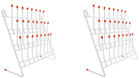 Reinscer 2X Lab Drying Rack 24 Pegs Lab Glassware Rack Wire Glassware Drying Rack Wall Mount/Freestanding Lab Glass Drying Rack