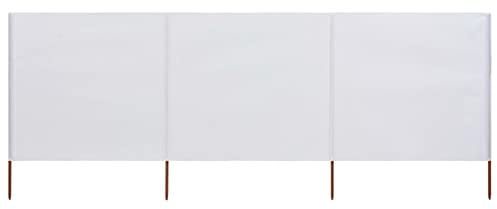 Outdoor 3 Paneele Stoff Paravent 400x80cm Sand Weiß Windgarten