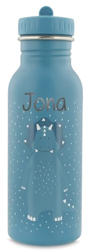 Trixie Baby Personalisierte Trinkflasche aus Edelstahl mit Gravur des Namens (Triceratops Dino, 500 ml)