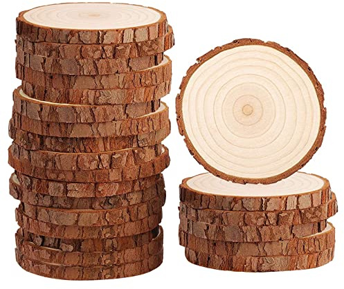 20 pièces rondes en bois 9-10 cm tranches de bois naturel sans trou pour décoration de Noël, décoration de mariage bricolage