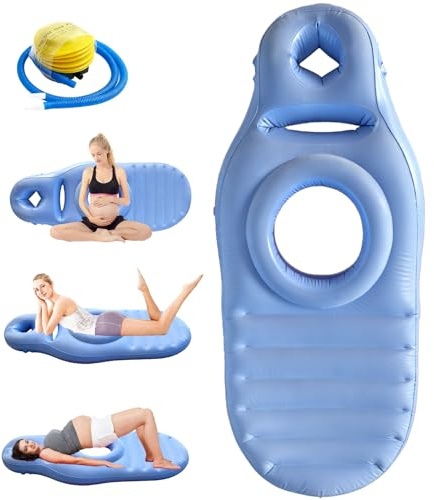 Schwangerschaftskissen Aufblasbares, Yogamatte für Schwangere mit Loch, Bequeme Beflockte Luftbett für Schwangere Frauen, Bauchlage Matte, Ganzkörperunterstützung Schmerzlinderung Ganzkörperkissen