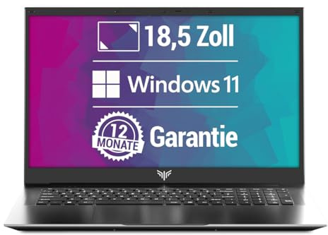 DN 18,5 Zoll Full HD Gaming Laptop Notebook, Intel Twin Lake N150 (4C/4T, bis zu 4X 3,6GHz), 16GB DDR4 512GB M.2 SSD mit Windows 11 Pro | HDMI | USB Type-C | WiFi | BT 5.0 (Generalüberholt)