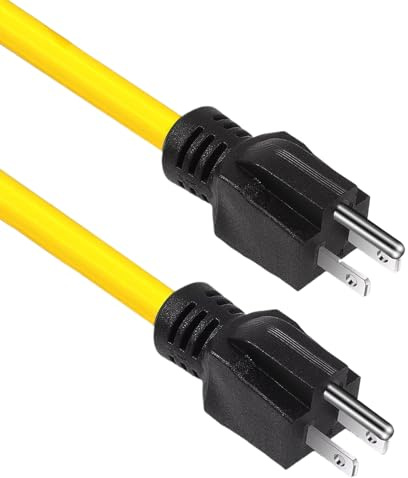 Extensión eléctrica exterior, cable macho a macho 5-15P resistente a las llamas – alargador eléctrico para uso exterior | para garaje, taller, sótano, cocina, dormitorio, obra de constr