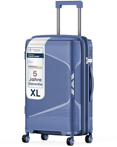 4FLY Leichter Hartschalen-Reisekoffer XL - Groß 75 cm (96L) – Großer Trolley Koffer mit TSA-Schloss, Doppelrollen, Aluminium-Teleskopgriff & Doppelreißverschluss, Aufgabegepäck Reisegepäck