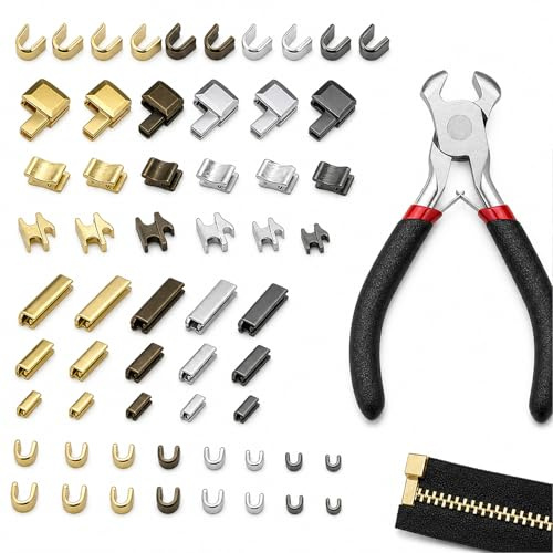 100-Teiliges Werkzeugset Reisverschluss-Reparaturset,Zinklegierung ReißVerschluss Reparaturset,Mit Montagezangen ReißVerschluss Reparatur Set,Zipper Repair Kit,Geeignet FüR Jacken,Jeans,NäHen