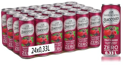 San Benedetto Succoso Zero Frutti Rossi 24x330 ml. Bevanda a base di frutta leggera e dissetante in Acqua Minerale Naturale, zero zuccheri aggiunti e pochissime calorie