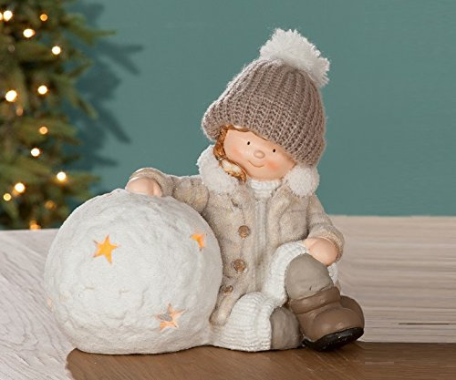 GILDE Windlicht Kind 'Paula', 32 cm, weiß-braun
