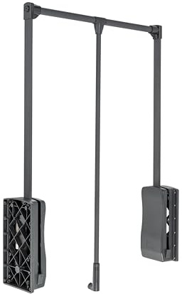 GTV - Stromabnehmer mit Öllift 645mm - 910mm | Kleiderlift mit Öldruckfeder Schrankbreite |grau | 100% Stahl