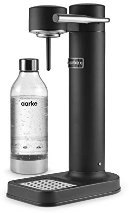 Aarke Carbonator II Wassersprudler (Edelstahl Gehäuse, Soda Sprudelwasser, inkl. PET-Flasche, kompatibel mit CO2 Sodastream Zylindern) Schwarz