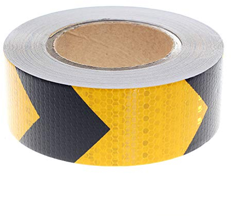 TUKA-i-AKUT 25Mx5cm Reflektierendes Warnklebeband - Hohe Intensität - Pfeil Design - Sicherheit Warnung Reflektorband, Hohe Sichtbarkeit Ausrichtung Aufkleber, Pfeil Gelb/Schwarz, TKD5030