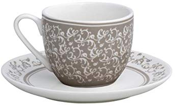 Brandani . Set 2 Tazzine caffè Porcellana 53580 Riccioli Fata Bianco Tortora