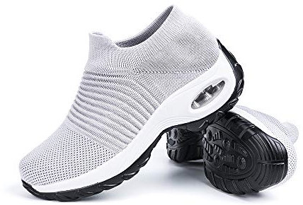 Hitmars Zapatillas Deportivas de Mujer Zapatos Running Fitness Outdoor Sneaker Casual Mesh Transpirable Comodas Calzado Claro-Gris 2 Talla 39