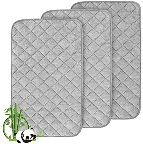 Wasserdichte Wickelunterlage, grau, 3 Stück, hautfreundlicher, weicher Viskose-Frottee-Stoff und saugfähig, Wickeltischbezug, größere Größe 68,6 x 35,6 cm