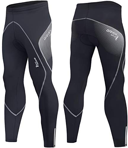 Brisk Bike Cycling Trousers Men Cycling Leggings 3D Padded Cycling Tights Water Resistant and Lightweight Winter Cycle Pants Outdoor Bike Riding Trousers (Grey/Black, Large)