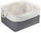 Mangata Large Storage Boxes, Fabric Storage Baskets with Rope Handles for Cupboards, Shelves, Wardrobe, Toys, Clothes (Foldable, Cold Grey White)