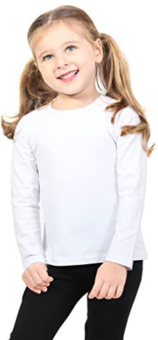 Lilax Girls' Basic Long Sleeve Round Neck Cotton T-Shirt 5 White